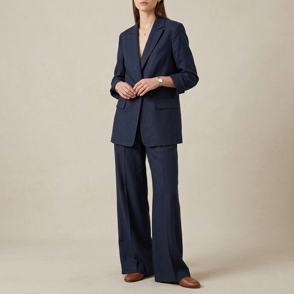 Pantalone donna palazzo tessuto lino/viscosa 04D225 - EXTYN