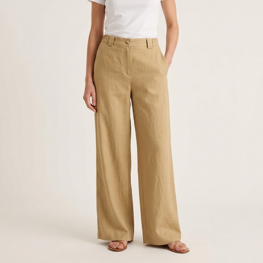 Pantalone donna palazzo misto lino 04D375 - EXTYN