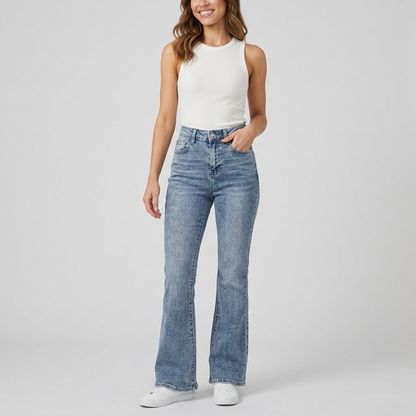 Jeans fondo a zampa lavaggio denim medio 38D101 - EXTYN