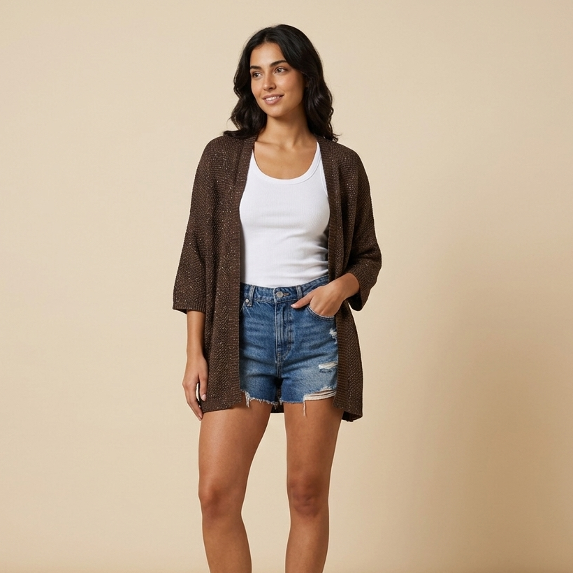 Cardigan in maglia lavorata con lurex 1677L - FRANZESE