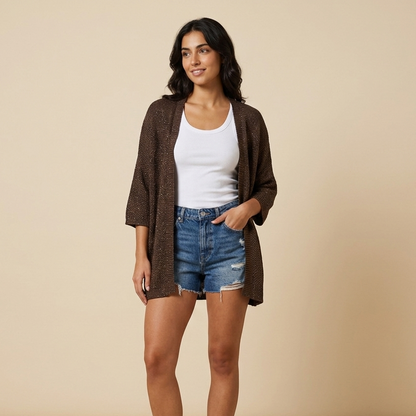 Cardigan in maglia lavorata con lurex 1677L - FRANZESE