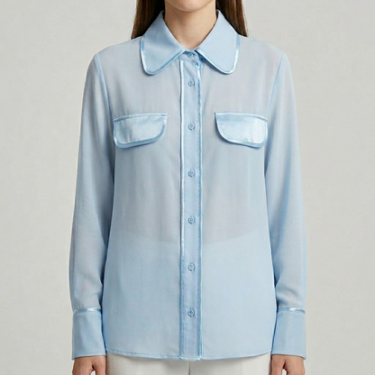 Camicia in chiffon con bordi in raso 1033 - MAYA