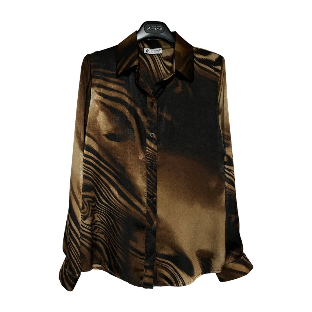 Camicia donna in tessuto raso fantasia animalier B98201 - AVENUE