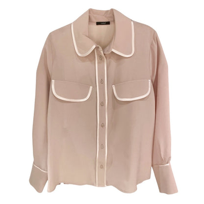 Camicia in chiffon con bordi in raso 1033 - MAYA