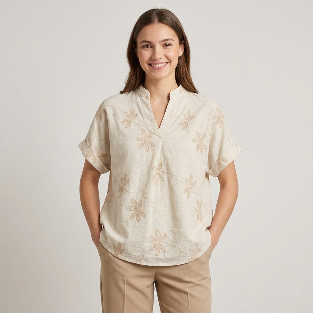 Casacca viscosa con fiori ricamati 2622