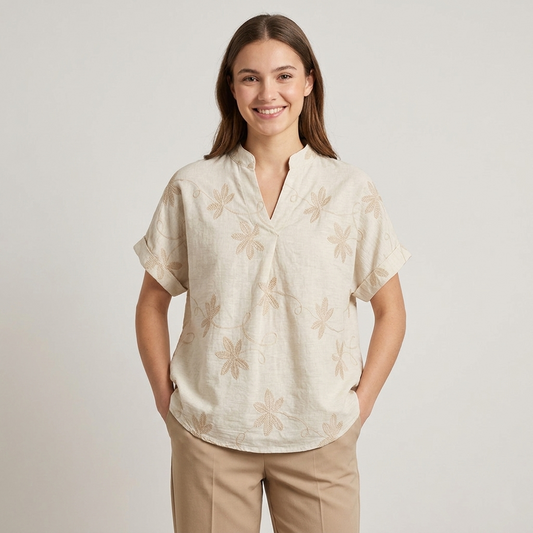 Casacca viscosa con fiori ricamati 2622