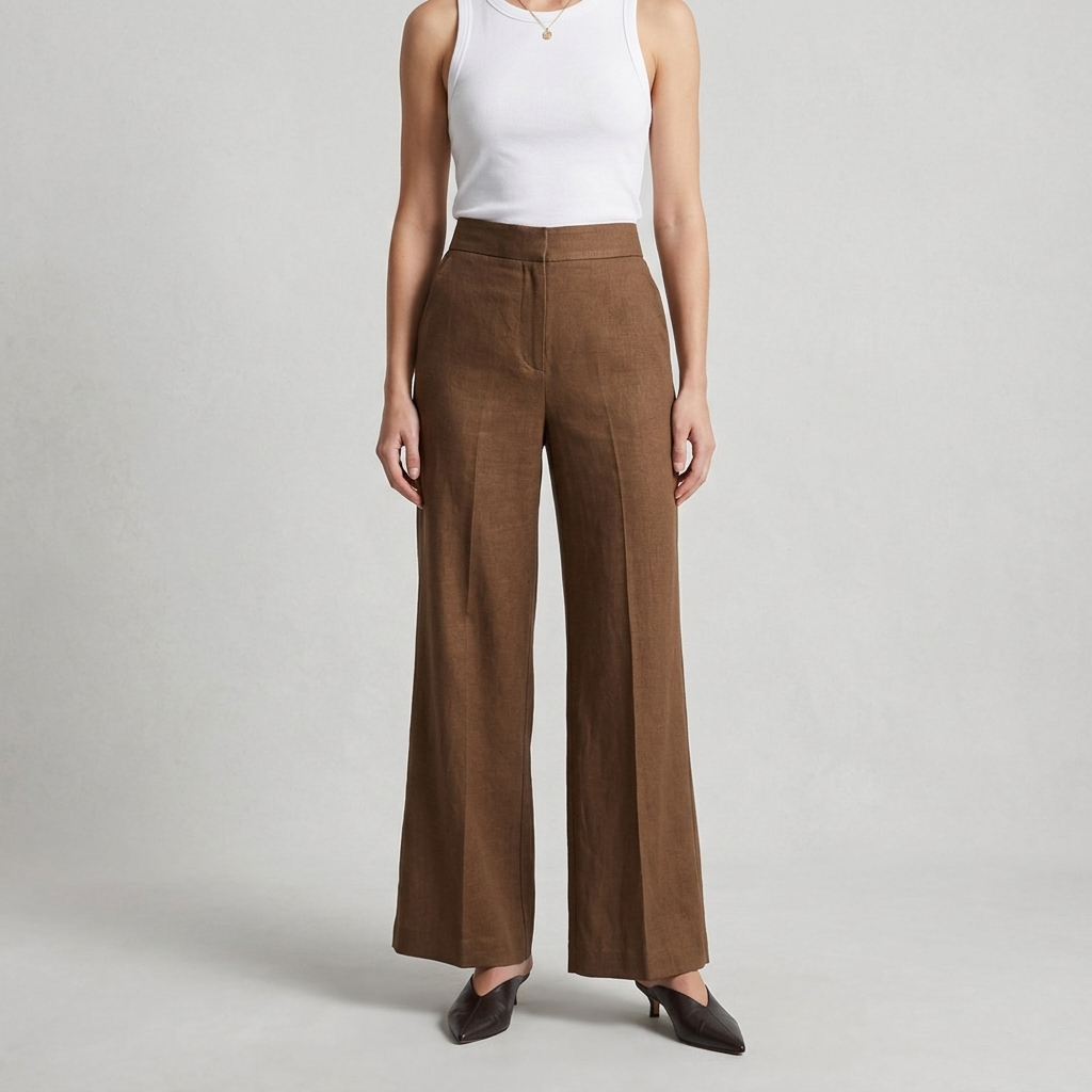 Pantalone donna palazzo tessuto lino/viscosa 04D225 - EXTYN