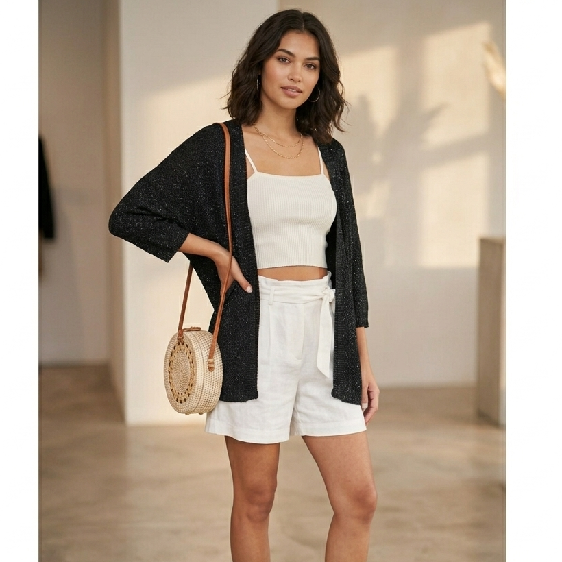 Cardigan in maglia lavorata con lurex 1677L - FRANZESE
