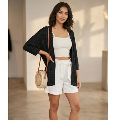 Cardigan in maglia lavorata con lurex 1677L - FRANZESE