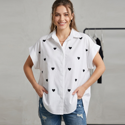 Camicia oversize cuori 29619 - FRANZESE
