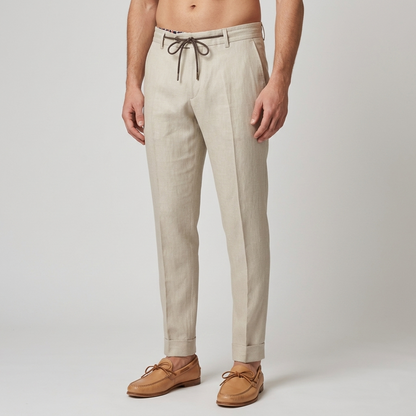 Pantalaccio puro lino tessuto lavorato ISCHIA-LINOELAST - L'UOMO SARTORIALE