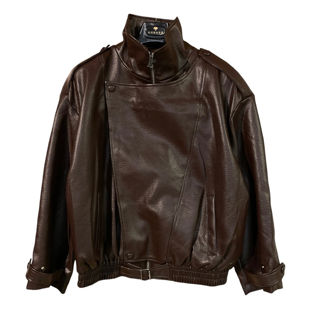 Giubbino donna in ecopelle modello bomber oversize 2685