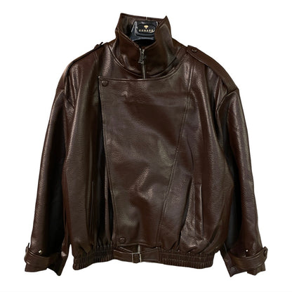 Giubbino donna in ecopelle modello bomber oversize 2685