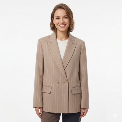 Giacca gessato doppio petto oversize 04103 - ELENA CASALI