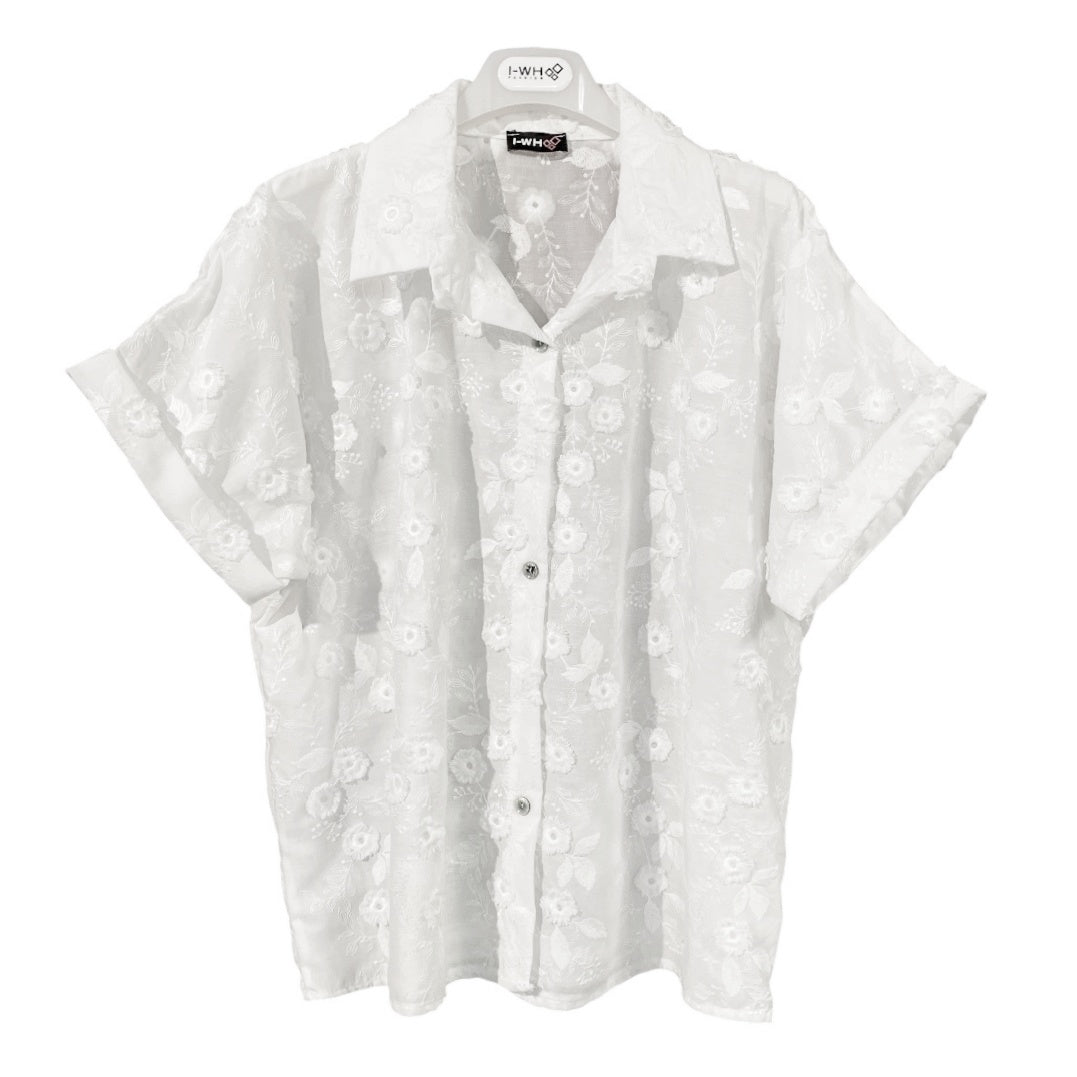 Camicia donna fiori applicati 26133 - FRANZESE