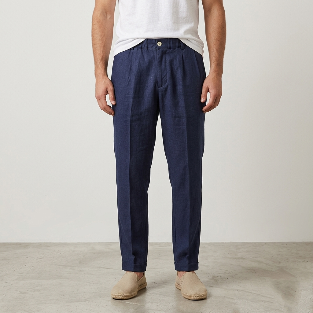 Pantalone uomo straight fit in lino 859